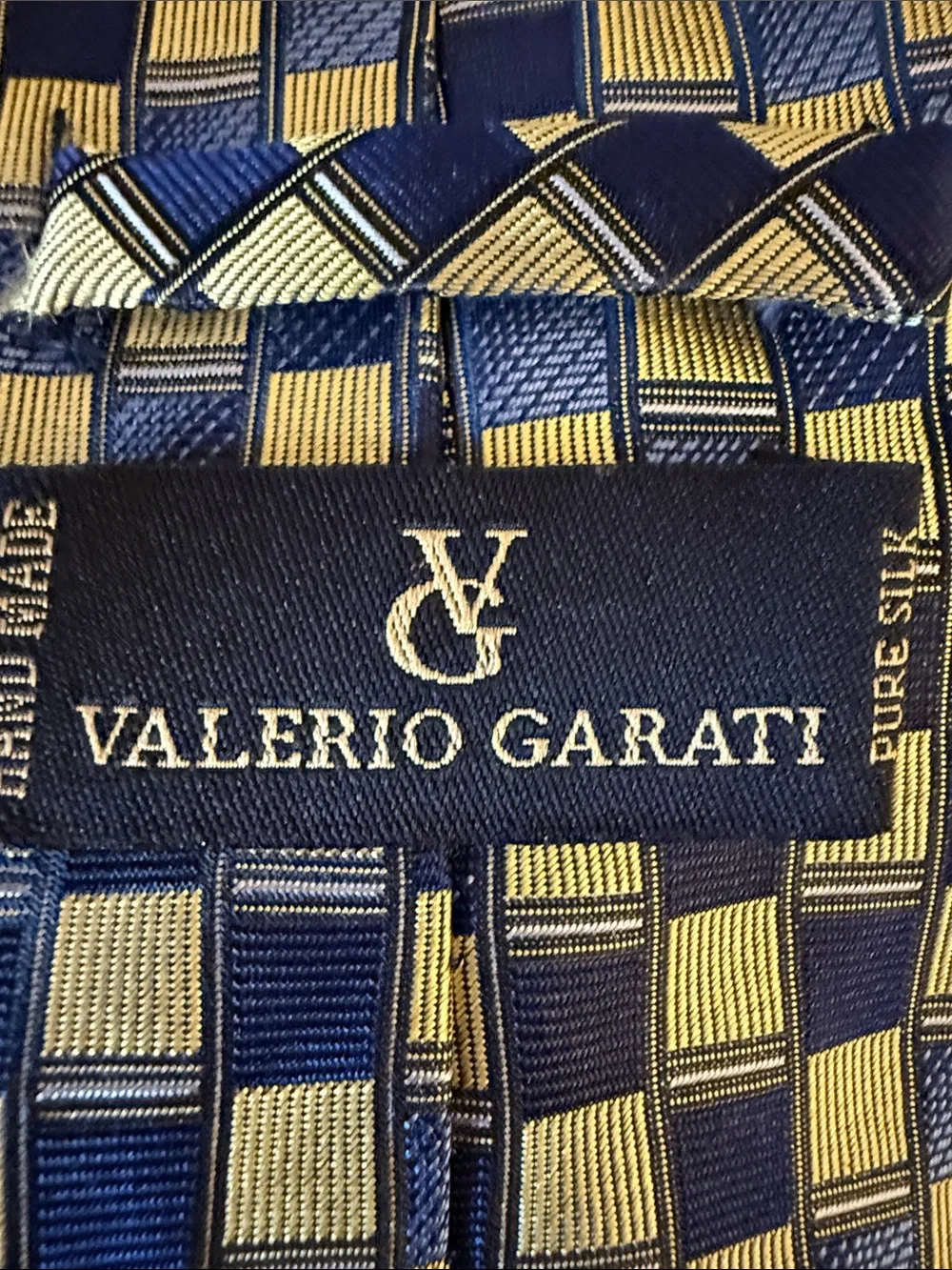 Valerie Garati silk tie navy & gold